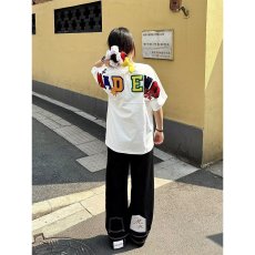 批发美式高街<b class='q'>设计</b>感反穿倒装马毛牛仔裤女男辣妹复古做旧个性拖地长裤