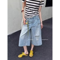 批发2026夏季新款美式<b class='q'>设计</b>感显瘦七分裤女高腰宽松休闲运动百搭阔腿裤
