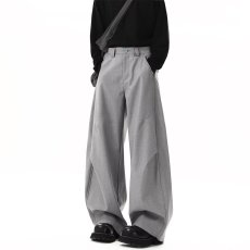 批发美式复古褶皱弯刀裤休闲<b class='q'>西装裤</b>男秋季新款宽松直筒长裤百搭阔腿<b class='q'>裤</b>