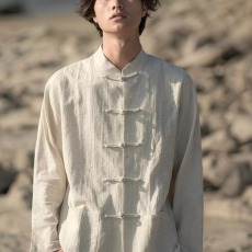 批发春秋新中式复古<b class='q'>男装</b>中国风男<b class='q'>长袖</b><b class='q'>衬衫</b>棉麻盘扣<b class='q'>衬衣</b>打底立领唐装