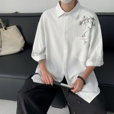 批发中国风短袖白衬衫男新中式国潮高级感冰丝速干外套7<b class='q'>七分袖</b>衬衣夏