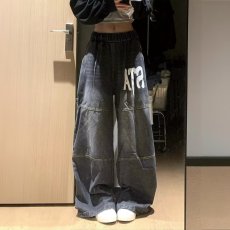 批发2026春秋新款青少年美式小众拼接<b class='q'>牛仔裤</b><b class='q'>男生</b>高街百搭款宽松长裤