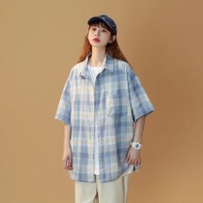 批发2026夏季美式学院风领带设计短袖<b class='q'>衬衫</b>男女宽松休闲百搭情侣<b class='q'>衬衣</b>