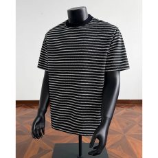 批发黑白条纹t恤肌肉男硬汉冰丝速干短袖健身运动体育训练服凉薄<b class='q'>上衣</b>
