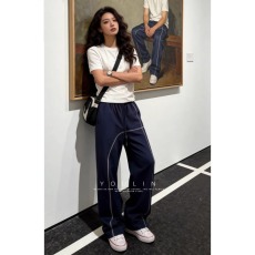 批发FOCABO美式三针五线莱赛尔舒适运动卫裤宽松百搭通勤健身休闲长裤