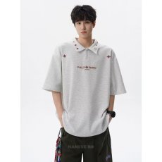 批发2026美式<b class='q'>街头</b>字母刺绣短袖T恤男夏季新款潮设计感宽松休闲POLO衫