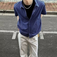 批发夏季<b class='q'>男</b>士短袖<b class='q'>衬衫</b>潮流<b class='q'>韩版</b>印花高级感<b class='q'>衬衣</b>薄款凉爽半袖上衣服