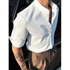 批发新中式立领中短袖<b class='q'>衬衫</b>男夏季高级感上衣帅气百搭潮流休闲半袖<b class='q'>衬衣</b>