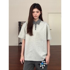 批发美式复古拼接假两件V领格子短袖<b class='q'>T</b><b class='q'>恤</b>男千鸟格衬衫潮
