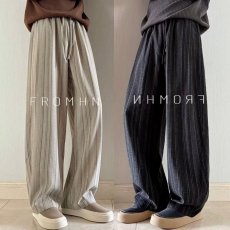 批发2026老钱风竖纹弯刀亚麻裤男<b class='q'>春</b>季松弛感宽松垂顺阔腿休闲长裤