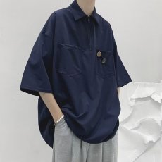 批发夏季<b class='q'>翻领</b>polo衫<b class='q'>男士</b>港风半袖纯色上衣潮简约设计感小众百搭<b class='q'>t</b><b class='q'>恤</b>