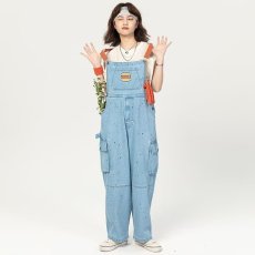 批发网红泼墨牛仔背带裤男女2026秋季小个子奶系潮牌休闲直筒连体<b class='q'>长裤</b>