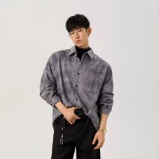 批发2026新款春季日系复古宽松工装长袖衬衫<b class='q'>男士</b>纯色百搭<b class='q'>翻领</b>衬衣潮流