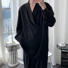 批发小众设计感衬衫<b class='q'>男</b>个性潮牌垂感气质休闲港风日系bf宽松<b class='q'>长袖</b>衬衣
