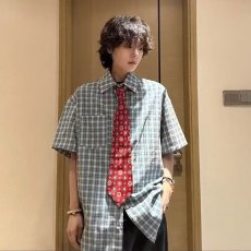 批发2026夏季潮男装薄款<b class='q'>短袖</b>格子<b class='q'>衬衫</b>休闲百搭青年蓝白格<b class='q'>男士</b>半袖<b class='q'>衬衣</b>