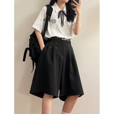 批发夏季高级感学院风西装短裤男女DK制服五分裤子宽松百搭班服休闲裤