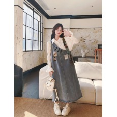 批发胖mm艺术感复古牛仔背带裙女<b class='q'>大码</b>夏季小众设计遮肉显瘦a字连衣裙
