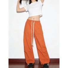 批发球球 复古抽绳阔腿<b class='q'>休闲裤</b>女宽松显瘦抽绳束脚百搭<b class='q'>运动</b>工装裤