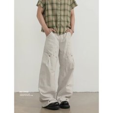 批发美式复古立体裁片解构弯刀工装裤男女宽松设计感廓形休闲裤子