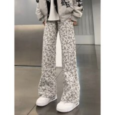 批发2026美式复古垂感阔腿豹纹春秋皱褶直筒休闲长裤男女同款