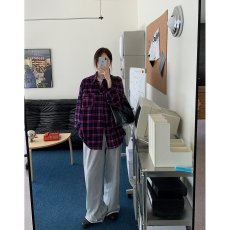 批发美式IN磨毛蓝色格子<b class='q'>衬衫</b>松弛感宽松大版复古简约小刺绣<b class='q'>长袖</b>薄外套