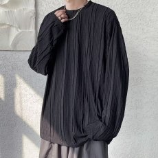 批发轻熟风冰丝褶皱<b class='q'>t</b><b class='q'>恤</b><b class='q'>男</b>亲肤肌理感宽松<b class='q'>长袖</b>丝滑柔顺水波纹打底衫潮
