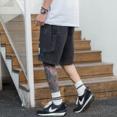 批发时尚牛仔短裤男士夏季薄款2025新款潮牌宽松直筒<b class='q'>休闲</b>五分中裤子