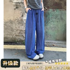 批发克莱因蓝运动阔腿裤<b class='q'>男</b>春季2026新款高腰宽松直筒蓝色休闲裤卫<b class='q'>裤子</b>