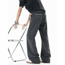 批发高级感黑色百搭微喇叭休闲西裤男<b class='q'>女</b>潮流刺绣宽松百搭<b class='q'>长裤</b>