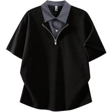 批发美式假两件正肩POLO衫男款<b class='q'>夏季</b>设计感翻领格子<b class='q'>衬衫</b>领拼接短袖<b class='q'>T</b><b class='q'>恤</b>