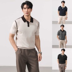 批发夏季新品短袖<b class='q'>男</b>翻领polo衫美式正肩V领假两件<b class='q'>T</b><b class='q'>恤</b><b class='q'>男</b>痞帅潮牌休闲