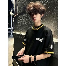 批发美式高街字母波浪刺绣短袖<b class='q'>T</b><b class='q'>恤</b><b class='q'>男</b>女oversize夏季上衣潮