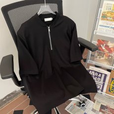 批发半拉链重磅短袖t恤男夏季美式潮牌设计感小众宽松纯色<b class='q'>棒球</b>领体恤