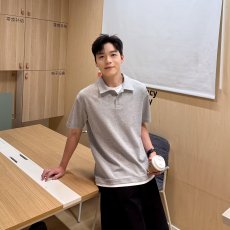 批发假两件<b class='q'>polo</b><b class='q'>衫</b>短袖t恤<b class='q'>男</b>夏季2026新款翻领半袖重磅宽松老钱风上衣