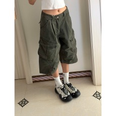 批发美式水洗hiphop宽松做旧工装七分裤<b class='q'>男</b>女夏季原创多口袋复古短裤潮