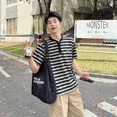 批发潮牌短袖男潮牌<b class='q'>男生</b>条纹<b class='q'>T</b><b class='q'>恤</b>2026夏季宽松海魂衫百搭亨利领打底衫