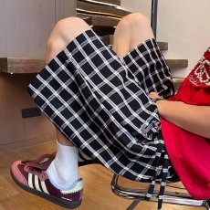 批发潮牌夏季格子运动五分裤<b class='q'>男</b>复古街头宽松阔腿百搭休闲短裤