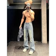 批发薄款破洞<b class='q'>牛仔裤</b>男阔腿裤潮牌痞帅大码宽松休闲裤青春流行<b class='q'>男生</b>长裤