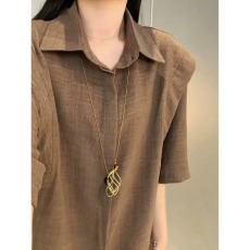 批发老钱风仿亚麻假两件衬衫<b class='q'>男生</b>短袖夏季高级感日系复古休闲衬衣<b class='q'>外套</b>