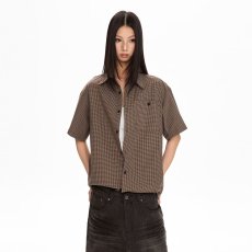 批发复古老钱风棕色格子短袖<b class='q'>衬衫</b><b class='q'>男</b>2026春季新款高级感速干半袖<b class='q'>衬衣</b>