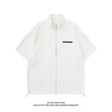 批发简约标准百搭短袖文艺印花圆领潮流<b class='q'>男</b><b class='q'>衬衫</b>日常夏季时尚都市新款