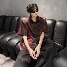 批发短袖豹纹<b class='q'>衬衫</b><b class='q'>男</b>士夏季新款潮流青年<b class='q'>衬衣</b>半袖痞帅寸衫上衣高级感