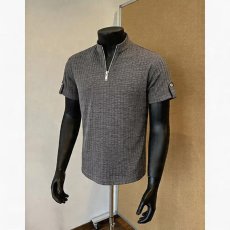 批发夏季男士半拉链痞帅立领POLO衫薄款修身时尚T恤休闲潮流弹力<b class='q'>短袖</b>