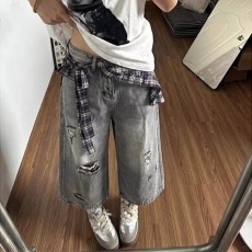 批发2026夏季新款美式设计感显瘦七分<b class='q'>裤</b>高腰宽松休闲运动<b class='q'>百搭</b>阔腿<b class='q'>裤</b>