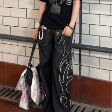 批发潮牌松紧腰<b class='q'>牛仔裤</b>男女春季宽松直筒休闲长裤ins美式水洗百搭