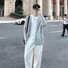 批发美式慵懒灰色针织开衫毛衣外套男女2026<b class='q'>春</b>秋长袖披肩外搭防晒衣