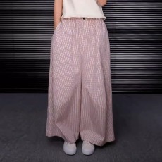 批发粉色2026格纹<b class='q'>阔腿裤</b>女宽松慵懒风休闲<b class='q'>裤</b>垂感<b class='q'>显瘦</b><b class='q'>裤</b>子