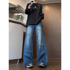 批发美式复古毛边设计感<b class='q'>牛仔裤</b>男秋季2026新款潮牌直筒宽松阔腿长裤子