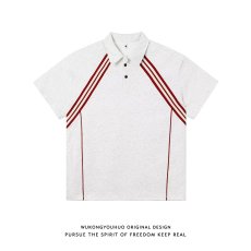 批发2026夏季解构拼接空气层短袖POLO衫男女复古潮牌情侣翻领体恤