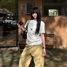 批发短袖t恤女ins夏季百搭白色<b class='q'>体恤</b>港风情侣款宽松半袖上衣服潮